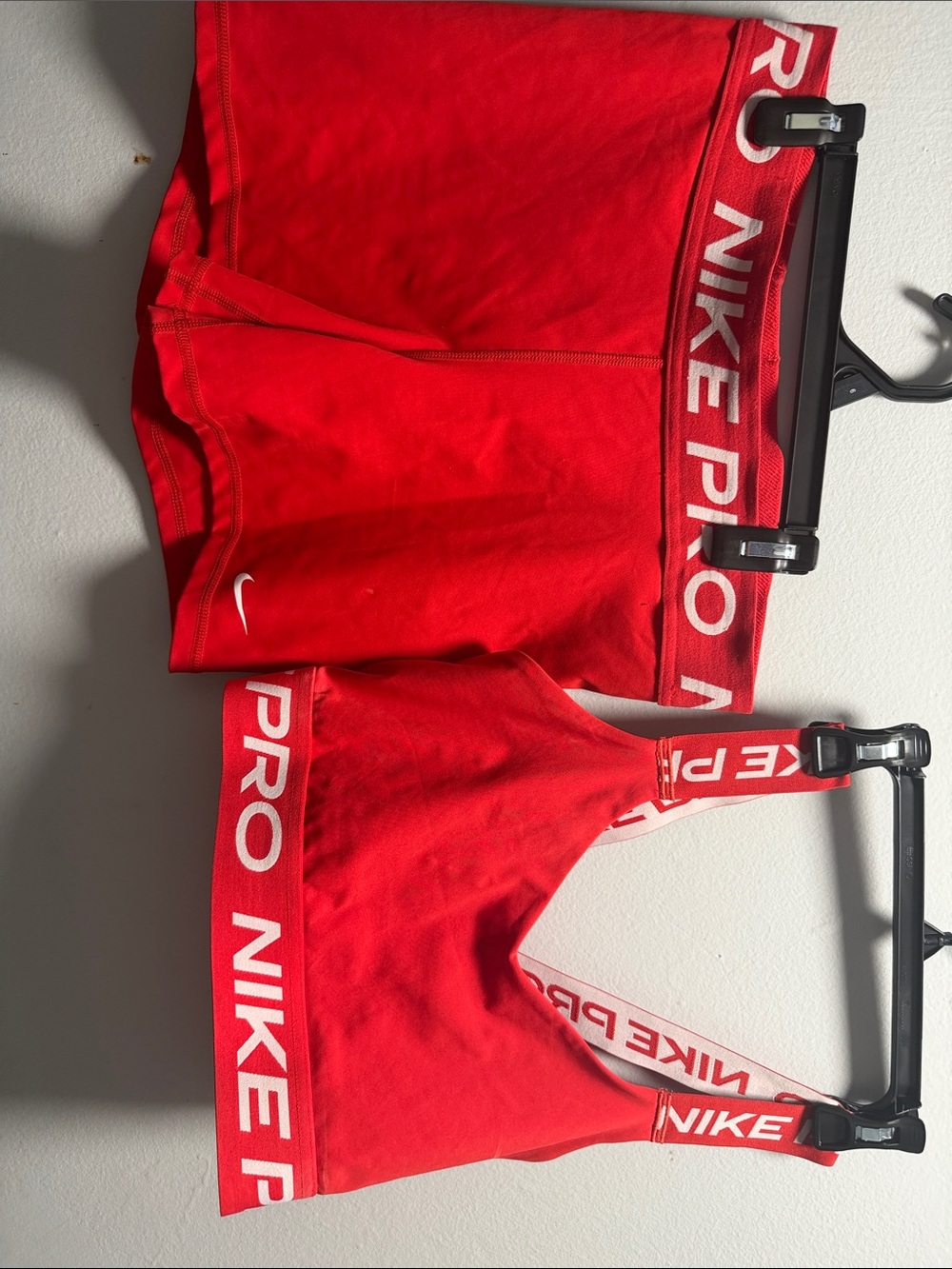Nike Red Women’s Athletic Compression Shorts and Matching Sports Bra